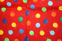 MULTICOLORED BALLOONS ON RED – 100% COTTON FABRIC
