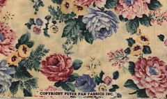 Vintage Floral Fabric By Peter Pan Pink Mauve Blue Yellow Flowers On Cream 2 Yds