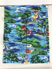 36″x44″ Palm Trees, Parrots & Tropical Islands 1 Yard Blue Cotton Fabric