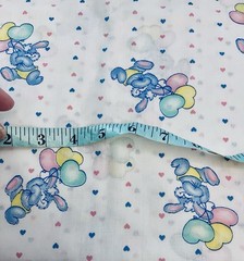 VTG 80`s Blue Bunnies w/Heart Balloons Pastel Stripes Princess Fabrics #233 BTFQ