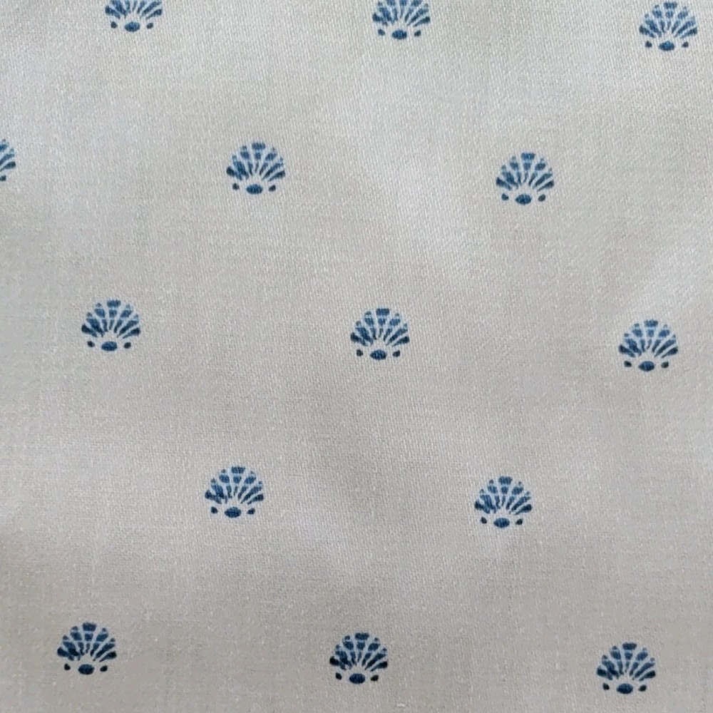 Off white Interior Fabric 1984 Scotchgard 54″ x 138″ Blue Shell Cottage Coastal
