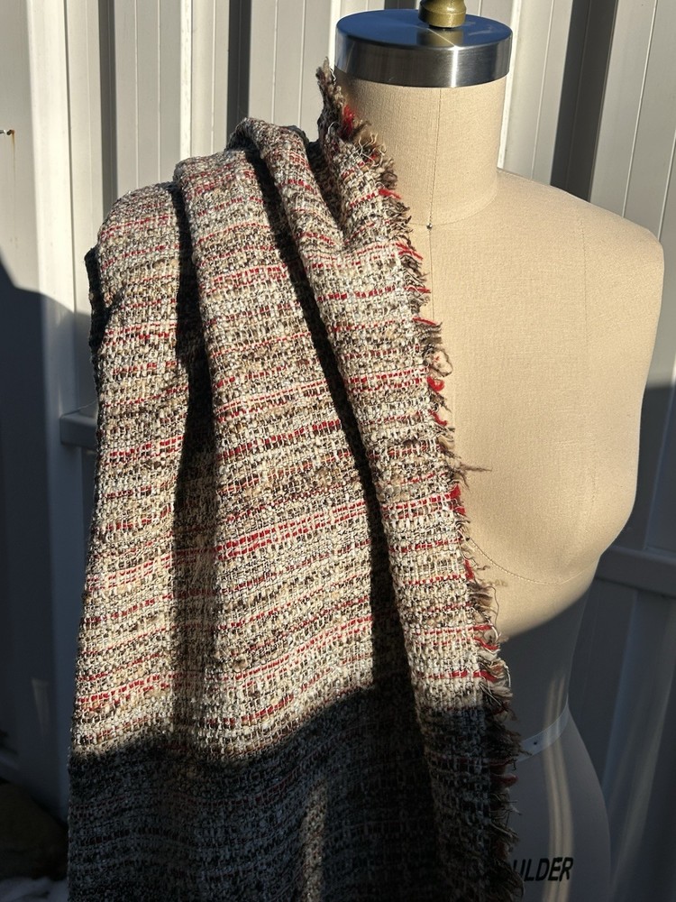 Mendel Goldberg Wool Blend Tweed Boucle, 2yds X 60″,Brown, Tan, Off White, Red