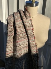 Mendel Goldberg Wool Blend Tweed Boucle, 2yds X 60″,Brown, Tan, Off White, Red