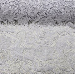 Maggie WHITE Guipure Venice Heavy Lace Fabric by the Yard – 10019