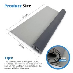 Graphene Auto Headliner Fabric with Foam Backing – Cooling & UV 120″L×60″W Grey