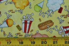 By 1/2 Yd, Colorful Snacks on Yellow Quilt Cotton, Studio e, Circus, B1689