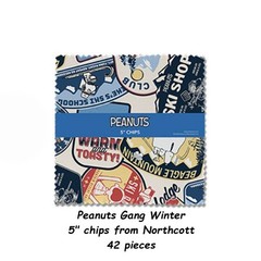 Peanuts Frosty 5″ Squares cotton quilt fabric Northcott Charlie Brown Snoopy