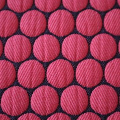 Vtg Retro MCM Designtex Upholstery Fabric “Loop to Loop” Red, Black Dots 7.5 yds