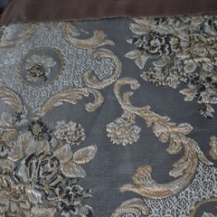 Jacquard Damask Fabric Gray Gold Beige Black Decorative Floral Scroll