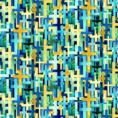 Northcott – Risen – Large Packed Crosses – Blue/Multi, Fabric BTY
