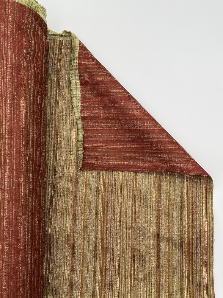 Vintage Striped Upholstery Fabric 54” Wide Gold Red Green Multi Sold By The Yard