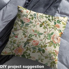 Erosebridal Birds Watercolor Fabric By The Yard, Retro 10 Yards, Green Pink