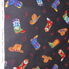Cranston Quilt Fabric Western Cowboy Hats Boots Cotton 1 Yard (C1)
