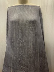 100% Silk Chiffon w/ Lurex Gold Stripes & Wave Gray Fabric By the Yard 44″ Wide