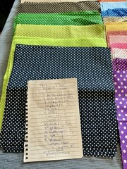 255 9” X 9”, 9”x10” And Some 10”x10” Cotton Polka Dot Fabric Squares