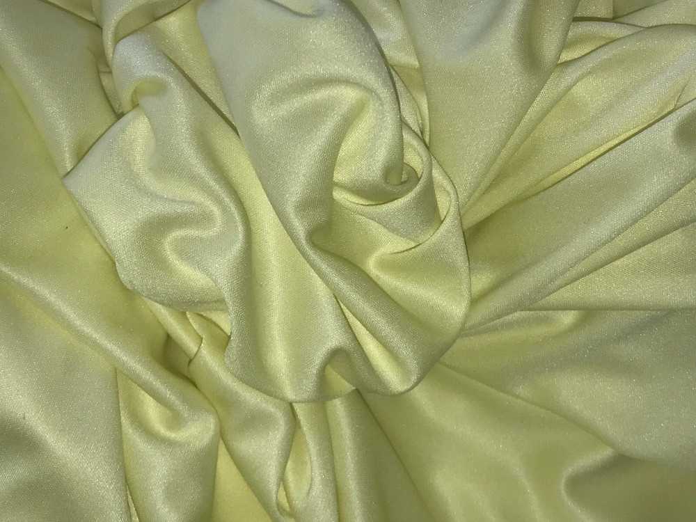 7 Yards Interlock Knit Fabric 100% Polyester Pale Yellow Medium Weight