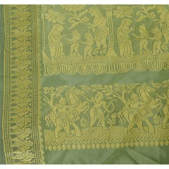 Sanskriti Vintage Pallu Fabric Art Silk Woven Baluchari Design Decor Craft