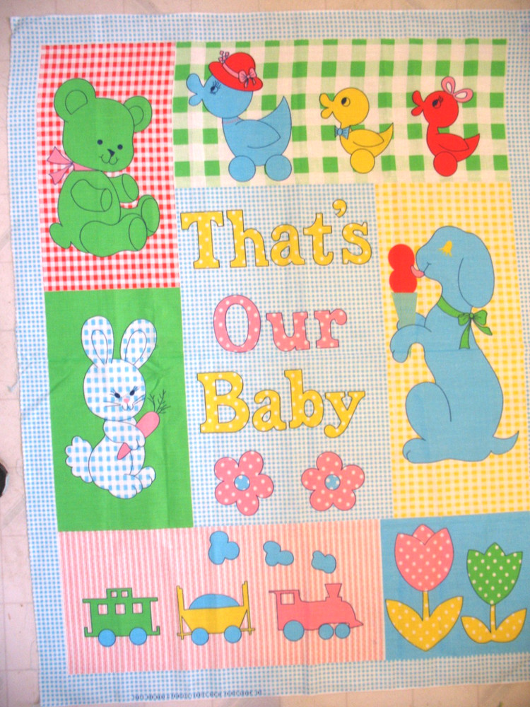 PRINCESS Fabric Panel THAT’S OUR BABY 44 X 36″ ready for you to finish blue