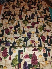 Wine Fabric 100% Designer Cotton – Grapes – Wine Bottles – Wine Glasses
