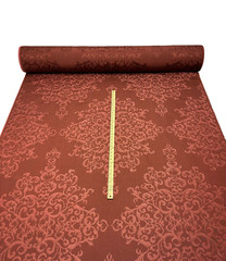 DONGHIA FIAMMA RED FLORAL MEDALLION JACQUARD FURNITURE FABRIC BY YARD 55″W