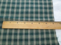VTG Green & Tan Plaid Striped Homespun Fabric Remnant, 26″ W. x 1 YD +16″