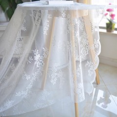 1M Embroidery Lace Mesh Fabric Tulle for Bridal Wedding Dress Curtain Tablecloth