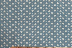 Fabric 100% Cotton YARDAGE CREAM HEARTS AND DOTS IN STRIPES ON POWDERED BLUE