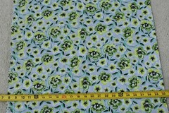By 1/2 Yd, Vintage 1970, Green Floral on Lavender Lt-Weight Cotton/Klopman,P5086