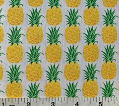 Golden Yellow Pineapples on White – Quilt Fabric – Fat Quarter
