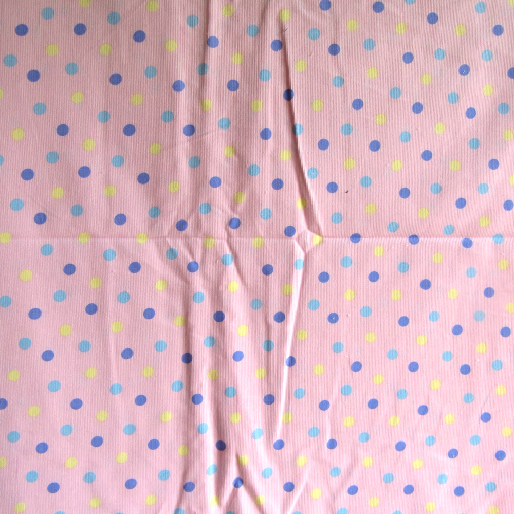 vtg Light Weight Corduroy Pastel Pink Polka Dots 2 yds x 45″