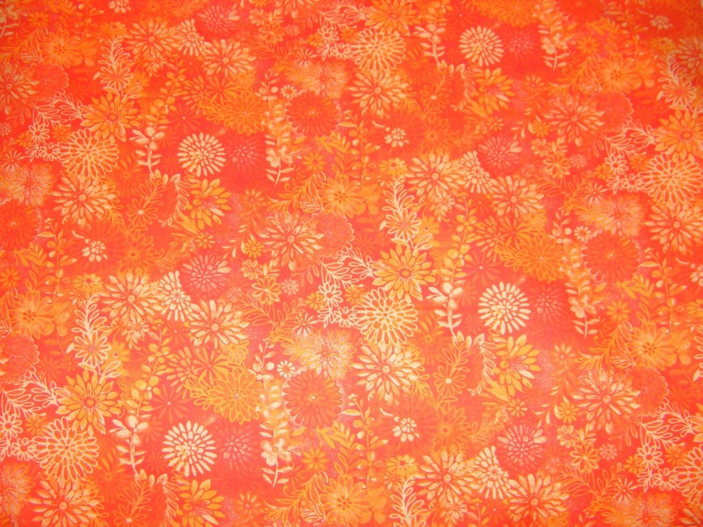 BTY TC Studio FLORAL FOREST Orange Print 100% Cotton Quilt Fabric by Yard