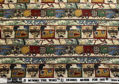Vintage Travel Themed Fabric By Debbie Mumm For SSI Luggage Maps Blue Cream BTY