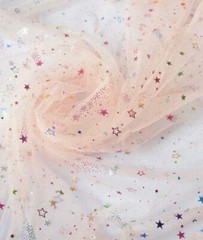 Lace Fabric Rainbow Glitter Colorful Star Tulle Mesh Fabric DIY Dress Home Decor