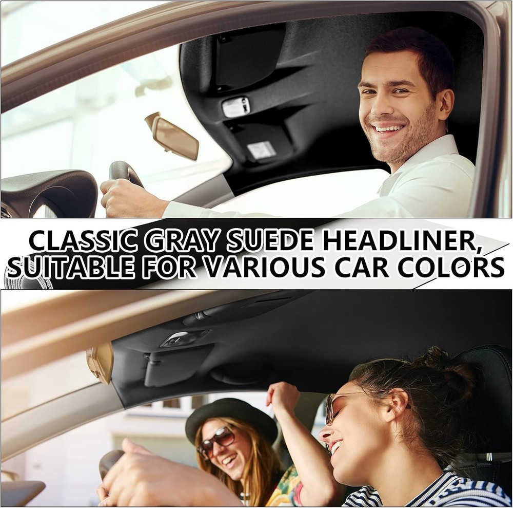 Black Suede Headliner Fabric 60″ L x 48″ W with Foam Backing Automotive Inter…