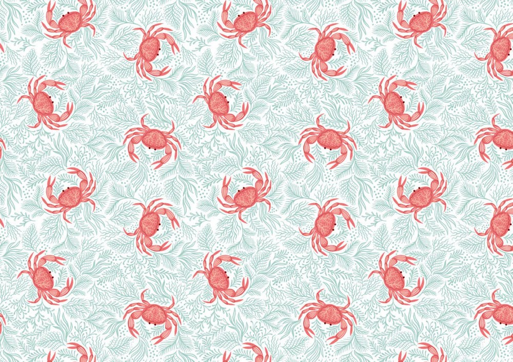 LEWIS & IRENE – Seas the Day – Crabs on Seaweed – Multi ,1/4 yard