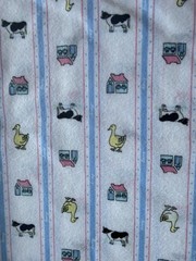 3+ Yards Vintage Flannel Fabric Farm cow Duck Cottage Pastel White Nursery