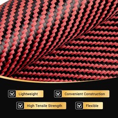 Carbon Fiber Cloth Roll 4.9ft x 12 Inch 2×2 Twill Weave 3k/220g Repair Red