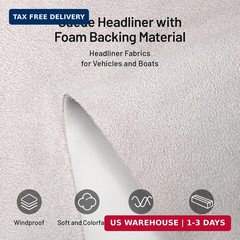 Hiksuky Suede Auto Headliner Fabric 96″ L × 58″ W with Foam Backing – Gray Inter