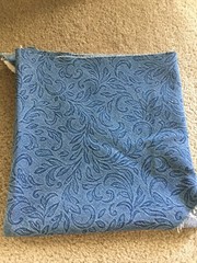 Fabric Dark Denim Blue Jean with Tonal Flowers Medium Weight Triangle Scrap Piec