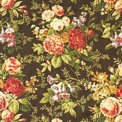 Richloom Vintage Floral HUNTER GREEN Cotton Drapery Curtain Pillow Sewing Fabric
