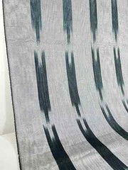 Luxurious Silver Silk Moire Fabric By 2 Meters, Ikat Pattern Green Kutnu.