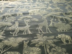 Vintage Jacquard Safari Animals Lush Palms Black/Greys/ Beiges High End BTY 3D