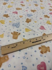cotton fabric fleece Bear & Hearts Cutouts Blue Polka Dots 56L x 62W Nursery