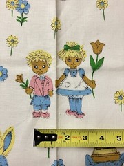 Vtg Nursery Animals Fabric 48 L x 36 W Cat Horse Bunny Lamb Bear Elephant Doll