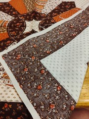Vintage Cranston Browns/Oranges “Granny’s Trunk” Cotton Fabric Panel 17″x16.25″