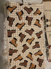 Outdoor Fishing Cabins Animals Hiking Boots Etc Cotton Quilt Remnants Fabric