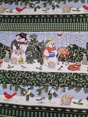 Winter Friends By Claire Murray 2005 Cotton Striped Christmas Fabric 2 Yrds X 43