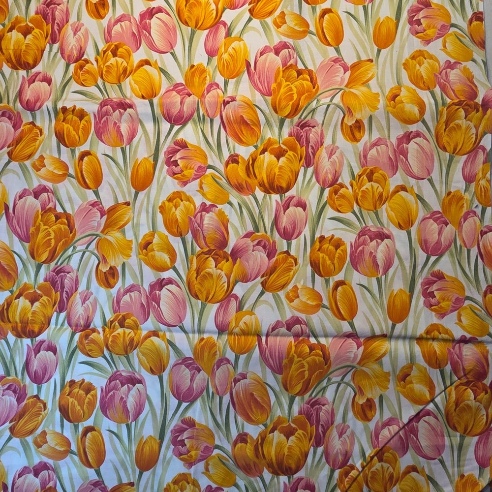 Packed Tulips Jo-Ann Keepsake Cotton Quilting Fabric Purple Orange