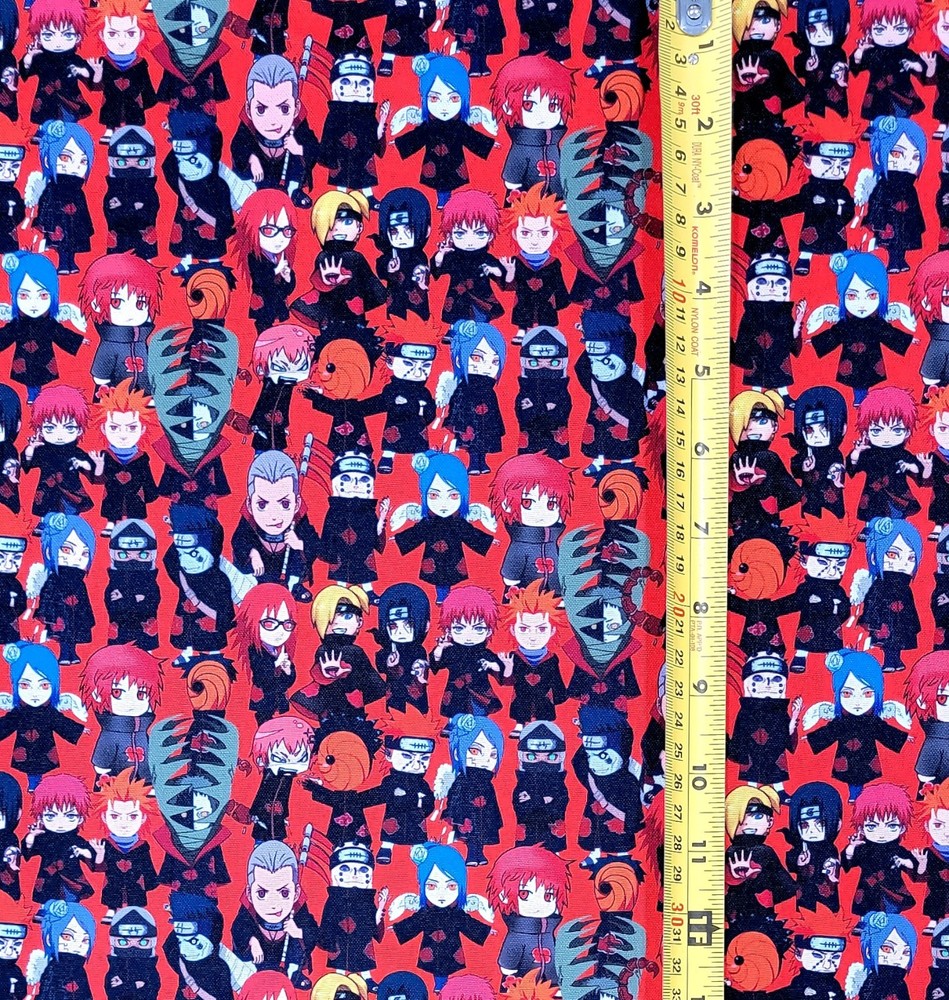 NARUTO AKATSUKI CHIBI ANIME 1 YARD FABRIC ( 36″ X 58″ ) BRAND NEW