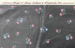 Vintage 1988 House N Home Fabrics Black And Floral Pattern 3 Yards 54” Wide B2